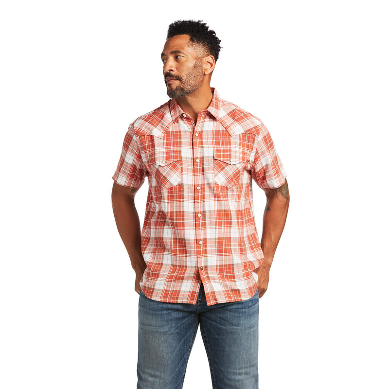 Ariat Hemden Herren - Harley Retro Fit Orange/Weiß ( QNPHM-7349 )